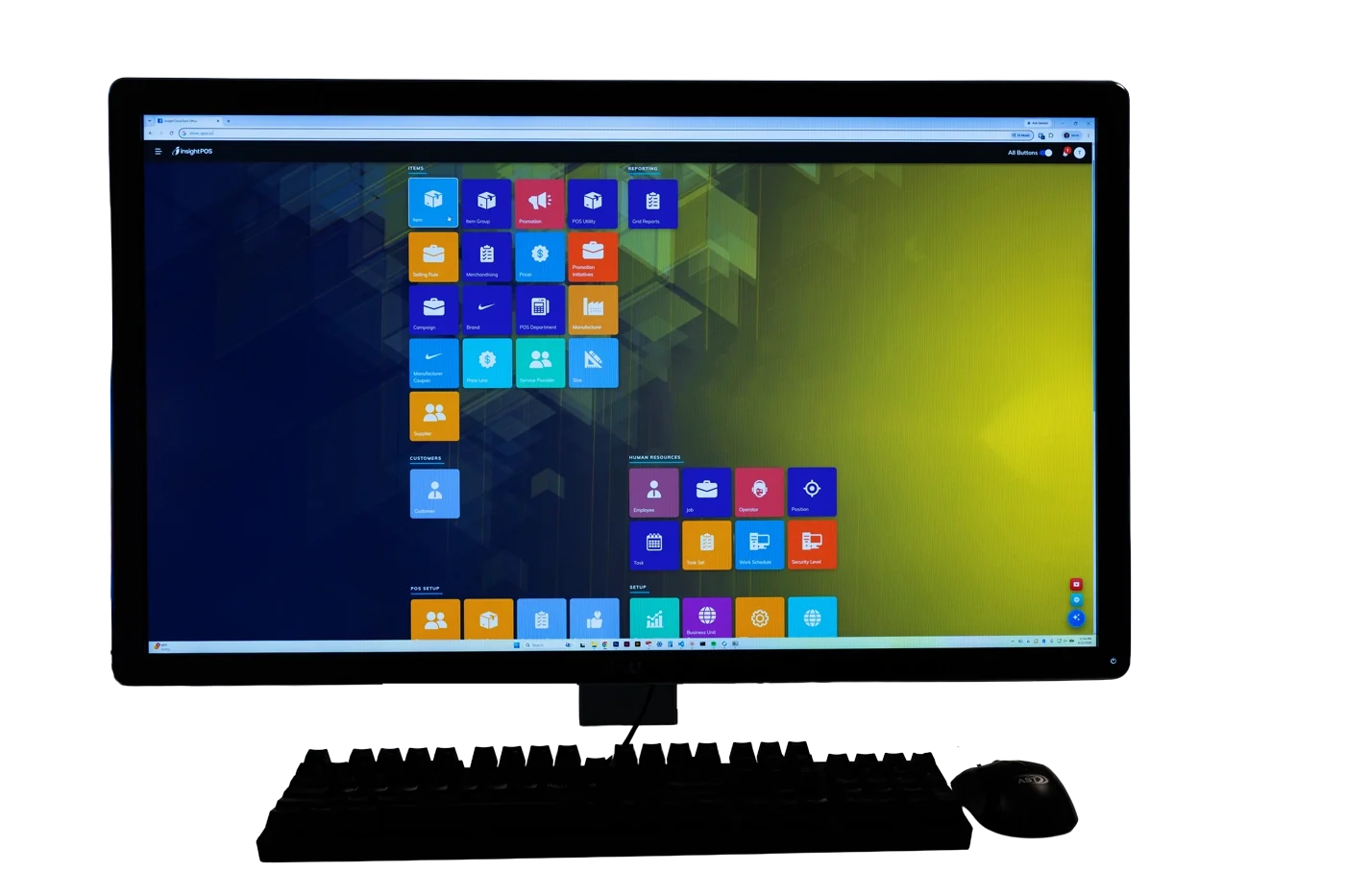 Insight Cloud Back Office on a 32-inch monitor